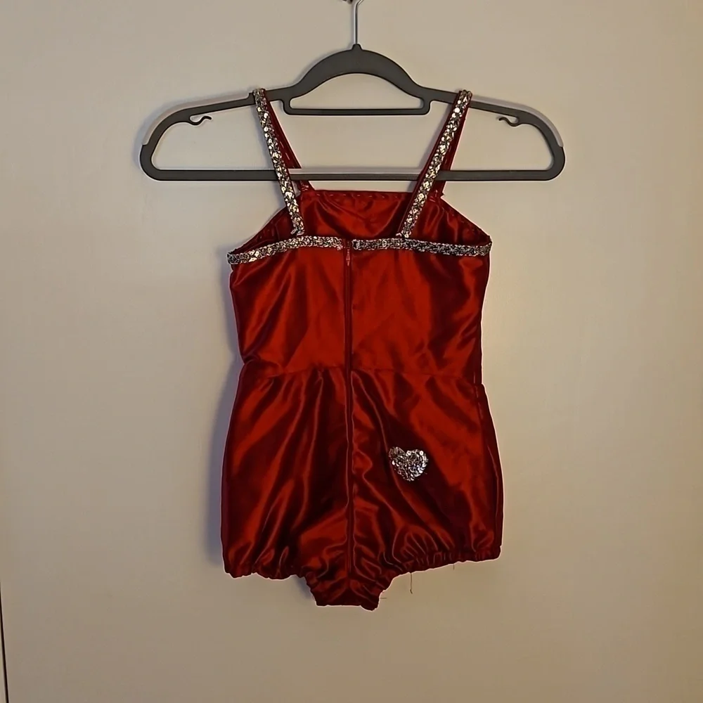 VTG 1960s HANDMADE Red Satin Rhinestone Faux Fur Christmas Portrait Outfit